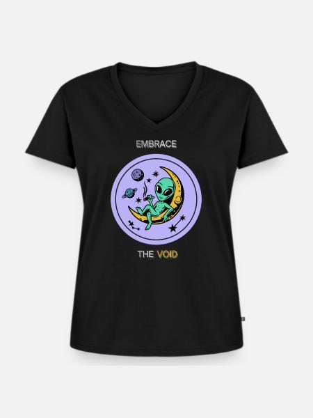 Umarme das lunare Nichts - Frauen Premium Bio T-Shirt mit V-Ausschnitt - Schwarz