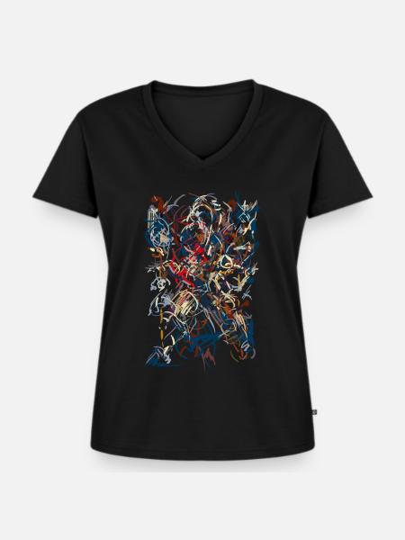 abstrakt - Frauen Premium Bio T-Shirt mit V-Ausschnitt - Schwarz