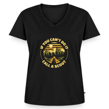 Boy Scout drôle - T-shirt encolure en V Premium bio Femme - noir - Devant - AI Model Female 172 light (172cm)