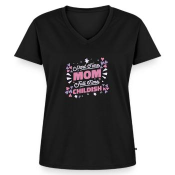 Mom Mom Funny Part Time Mom - Women's Premium Organic V-neck T-shirt - black - Front - AI Model Female 172 light (172cm)