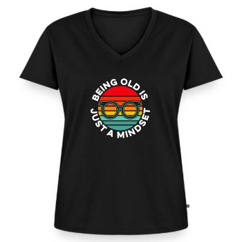 Schwarzer Humor - Frauen Premium Bio T-Shirt mit V-Ausschnitt - Schwarz - Vorne - AI Model Female 172 light (172cm)