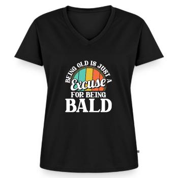 Schwarzer Humor - Frauen Premium Bio T-Shirt mit V-Ausschnitt - Schwarz - Vorne - AI Model Female 172 light (172cm)