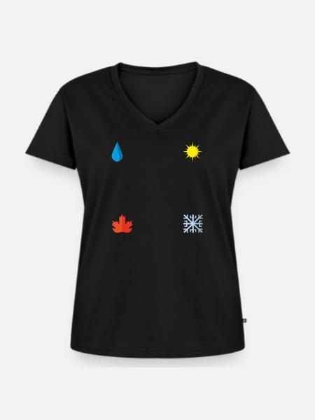 Vier Jahreszeiten - Frauen Premium Bio T-Shirt mit V-Ausschnitt - Schwarz