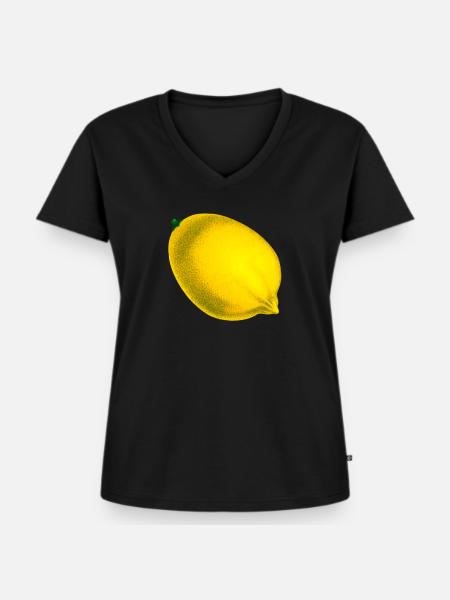 Zitrone - Frauen Premium Bio T-Shirt mit V-Ausschnitt - Schwarz