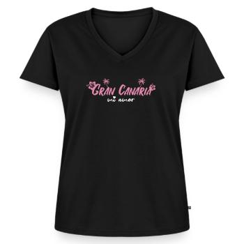Gran Canaria - Women's Premium Organic V-neck T-shirt - black - Front - AI Model Female 172 light (172cm)