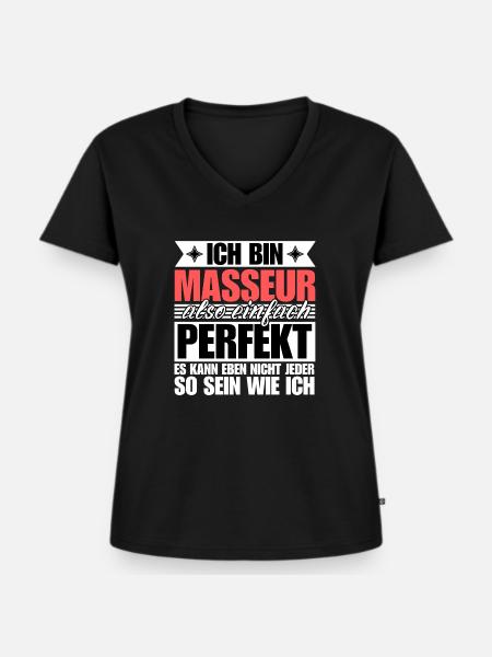 Perfekter Masseur - Frauen Premium Bio T-Shirt mit V-Ausschnitt - Schwarz