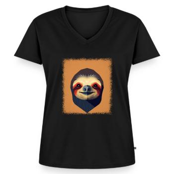 present birthday greeting running quote animal - Women's Premium Organic V-neck T-shirt - black - Front - AI Model Female 172 light (172cm)