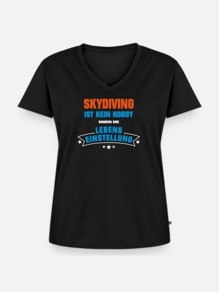 Skydiving Sportart - Frauen Premium Bio T-Shirt mit V-Ausschnitt - Schwarz