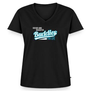 Father and daughter - Women's Premium Organic V-neck T-shirt - black - Front - AI Model Female 172 light (172cm)