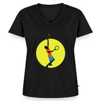 tennis_player_022013_a_3c - T-shirt encolure en V Premium bio Femme - noir - Devant - AI Model Female 172 light (172cm)