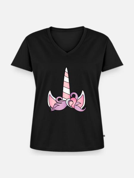 unicorn - Frauen Premium Bio T-Shirt mit V-Ausschnitt - Schwarz
