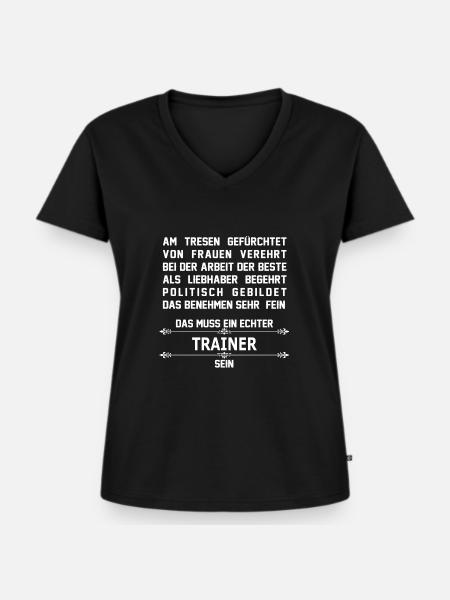 trainer - Frauen Premium Bio T-Shirt mit V-Ausschnitt - Schwarz