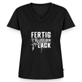 Fahrzeuglackierer Sprüche Lackierer Autolackierer - Frauen Premium Bio T-Shirt mit V-Ausschnitt - Schwarz - Vorne - AI Model Female 172 light (172cm)