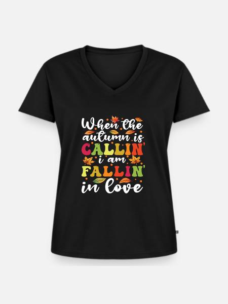 Leaf Peeping Autumn Peeper - Frauen Premium Bio T-Shirt mit V-Ausschnitt - Schwarz
