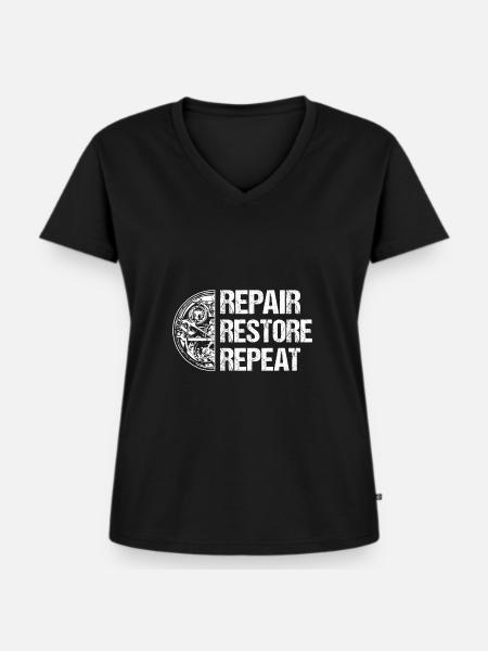 Horologe Uhrmacher - Frauen Premium Bio T-Shirt mit V-Ausschnitt - Schwarz
