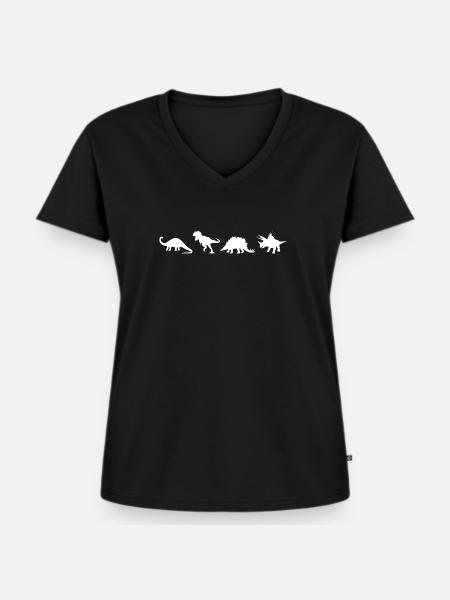 Dinosaur - Frauen Premium Bio T-Shirt mit V-Ausschnitt - Schwarz