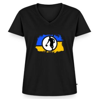 Match de basket-ball « Slamdunk for Ukraine » - T-shirt encolure en V Premium bio Femme - noir - Devant - AI Model Female 172 light (172cm)