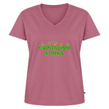 Capitalism stinks - Women's Premium Organic V-neck T-shirt - mauve - Front - AI Model Female 172 dark (172cm)