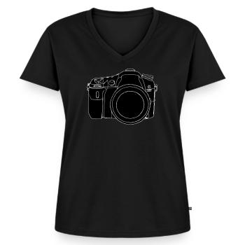 Technologie - Fotoapparat - sw - Frauen Premium Bio T-Shirt mit V-Ausschnitt - Schwarz - Vorne - AI Model Female 172 light (172cm)