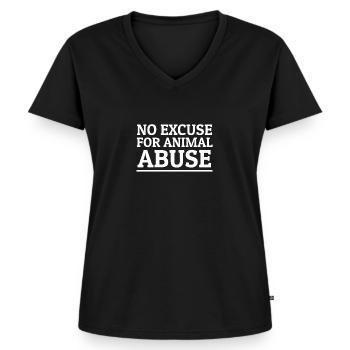 Tierquälerei stoppen Tierrechte Tierschutz Vegan - Frauen Premium Bio T-Shirt mit V-Ausschnitt - Schwarz - Vorne - AI Model Female 172 light (172cm)