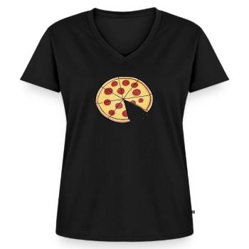 Pizza Partnerlook Mama Sohn Tochter Papa Geschenk - Frauen Premium Bio T-Shirt mit V-Ausschnitt - Schwarz - Vorne - AI Model Female 172 light (172cm)