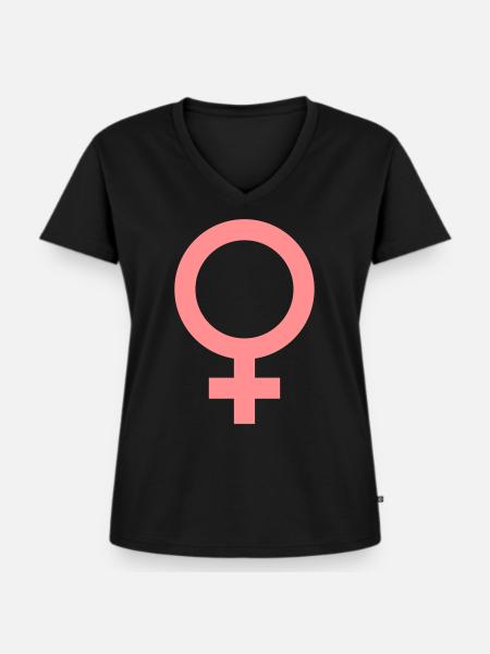 weiblich - Frauen Premium Bio T-Shirt mit V-Ausschnitt - Schwarz