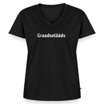 Graadselääds (12) - Frauen Premium Bio T-Shirt mit V-Ausschnitt - Schwarz - Vorne - AI Model Female 172 light (172cm)