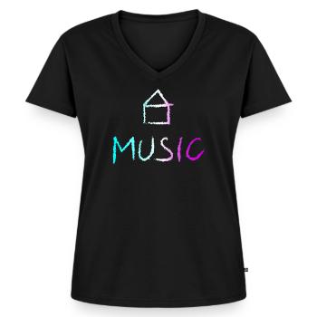 House Music - Frauen Premium Bio T-Shirt mit V-Ausschnitt - Schwarz - Vorne - AI Model Female 172 light (172cm)