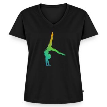 Turnerin in Farbe - Turnen - Turner - Frauen Premium Bio T-Shirt mit V-Ausschnitt - Schwarz - Vorne - AI Model Female 172 light (172cm)