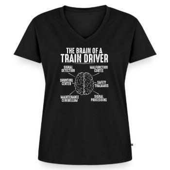 Conducteur de train Conducteur de locomotives Conducteur de locomotive - T-shirt encolure en V Premium bio Femme - noir - Devant - AI Model Female 172 light (172cm)