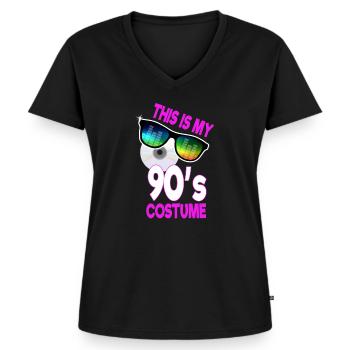 Nineties party 90s costume - Women's Premium Organic V-neck T-shirt - black - Front - AI Model Female 172 light (172cm)