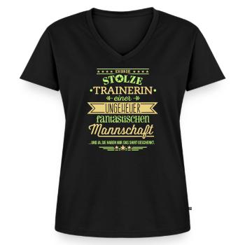 Lustiges Trainerin Geschenk Shirt - Frauen Premium Bio T-Shirt mit V-Ausschnitt - Schwarz - Vorne - AI Model Female 172 light (172cm)