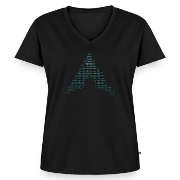 arc linux bleu vintage - T-shirt encolure en V Premium bio Femme - noir - Devant - AI Model Female 172 light (172cm)