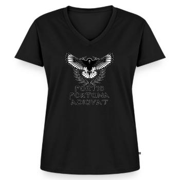 Aigle romain - T-shirt encolure en V Premium bio Femme - noir - Devant - AI Model Female 172 light (172cm)