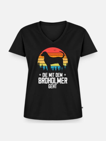 Broholmer - Frauen Premium Bio T-Shirt mit V-Ausschnitt - Schwarz