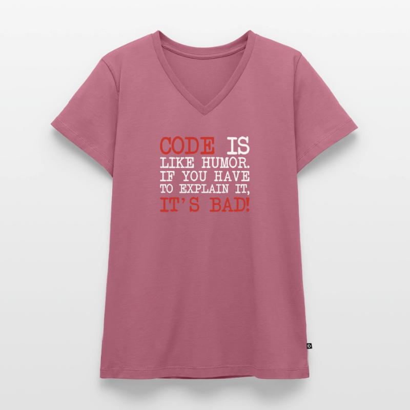 Code Explanation Developer Softwareentwickler Frauen Premium Bio T-Shirt mit V-Ausschnitt