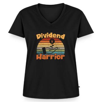 Dividend Warrior / Aktien - Frauen Premium Bio T-Shirt mit V-Ausschnitt - Schwarz - Vorne - AI Model Female 172 light (172cm)
