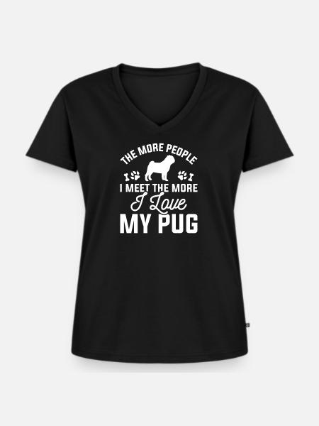 Ich liebe meinen Mops - Frauen Premium Bio T-Shirt mit V-Ausschnitt - Schwarz