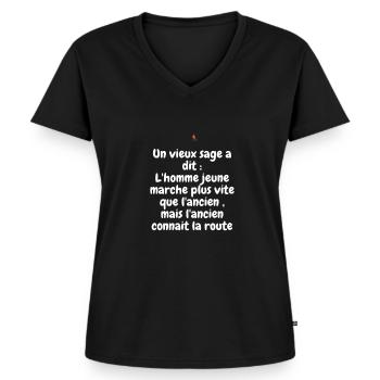 Citation - T-shirt encolure en V Premium bio Femme - noir - Devant - AI Model Female 172 light (172cm)