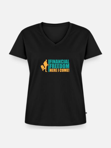 Finanzielle Freiheit - Frauen Premium Bio T-Shirt mit V-Ausschnitt - Schwarz