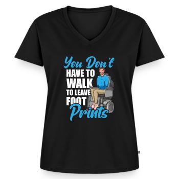Behindert Rollstuhlfahrer Ironie - Frauen Premium Bio T-Shirt mit V-Ausschnitt - Schwarz - Vorne - AI Model Female 172 light (172cm)