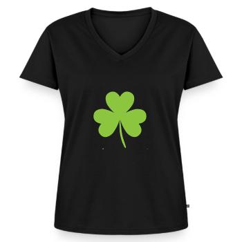 kleeblatt - Frauen Premium Bio T-Shirt mit V-Ausschnitt - Schwarz - Vorne - AI Model Female 172 light (172cm)
