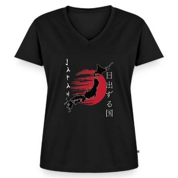 Japan - Land der aufgehenden Sonne japanisch - Frauen Premium Bio T-Shirt mit V-Ausschnitt - Schwarz - Vorne - AI Model Female 172 light (172cm)