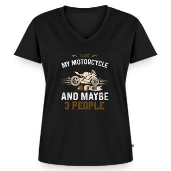 J’aime ma moto mon chien et... - T-shirt encolure en V Premium bio Femme - noir - Devant - AI Model Female 172 light (172cm)