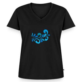 Apfelwein Bembel Hessen Muster - Frauen Premium Bio T-Shirt mit V-Ausschnitt - Schwarz - Vorne - AI Model Female 172 light (172cm)