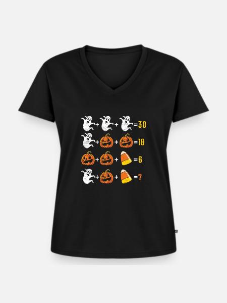 Mathelehrer Halloween - Frauen Premium Bio T-Shirt mit V-Ausschnitt - Schwarz