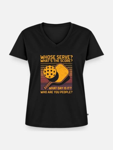 Pickleball Paddleball - Frauen Premium Bio T-Shirt mit V-Ausschnitt - Schwarz