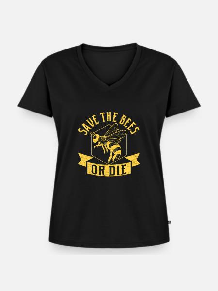 Biene Imker - Frauen Premium Bio T-Shirt mit V-Ausschnitt - Schwarz