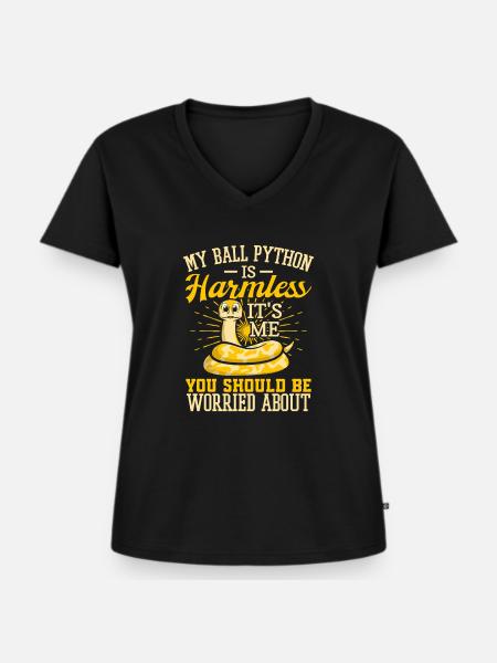 Königspython Schlange Python - Frauen Premium Bio T-Shirt mit V-Ausschnitt - Schwarz