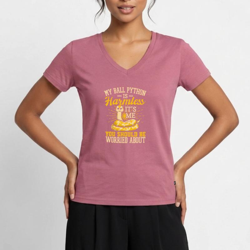 Königspython Schlange Python Frauen Premium Bio T-Shirt mit V-Ausschnitt